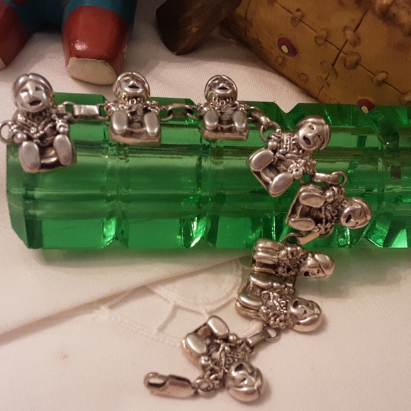 VINTAGE CAROL FELLEY SIGNED 925 SOLID STERLING STORY TELLER LINK BRACELET - Picture 12 of 16